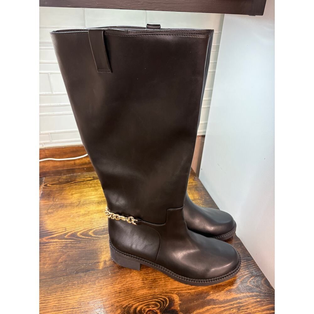A New Day Black Gold Chain Tall Boots SIze 11‎